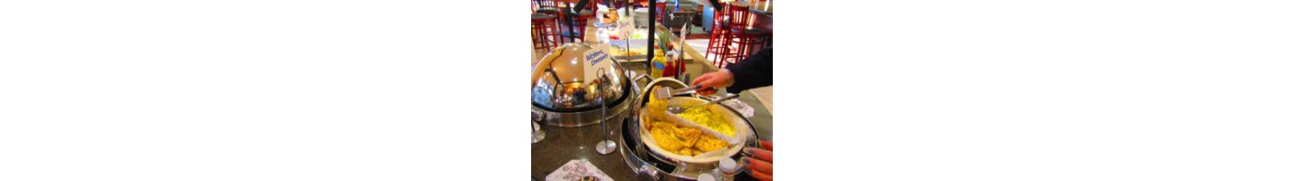 Includes fresh fruit, oatmeal, assorted muffins, bagels, breads, yogurts, cold cereal and a rotation of a hot entre including but not limited to daily fresh baked blueberry muffins, scrambled eggs, omelets, sausage and gravy with biscuits, breakfast meats-bacon, sausage, corned beef hash along with fresh hot coffee, tea, juices and milk. 